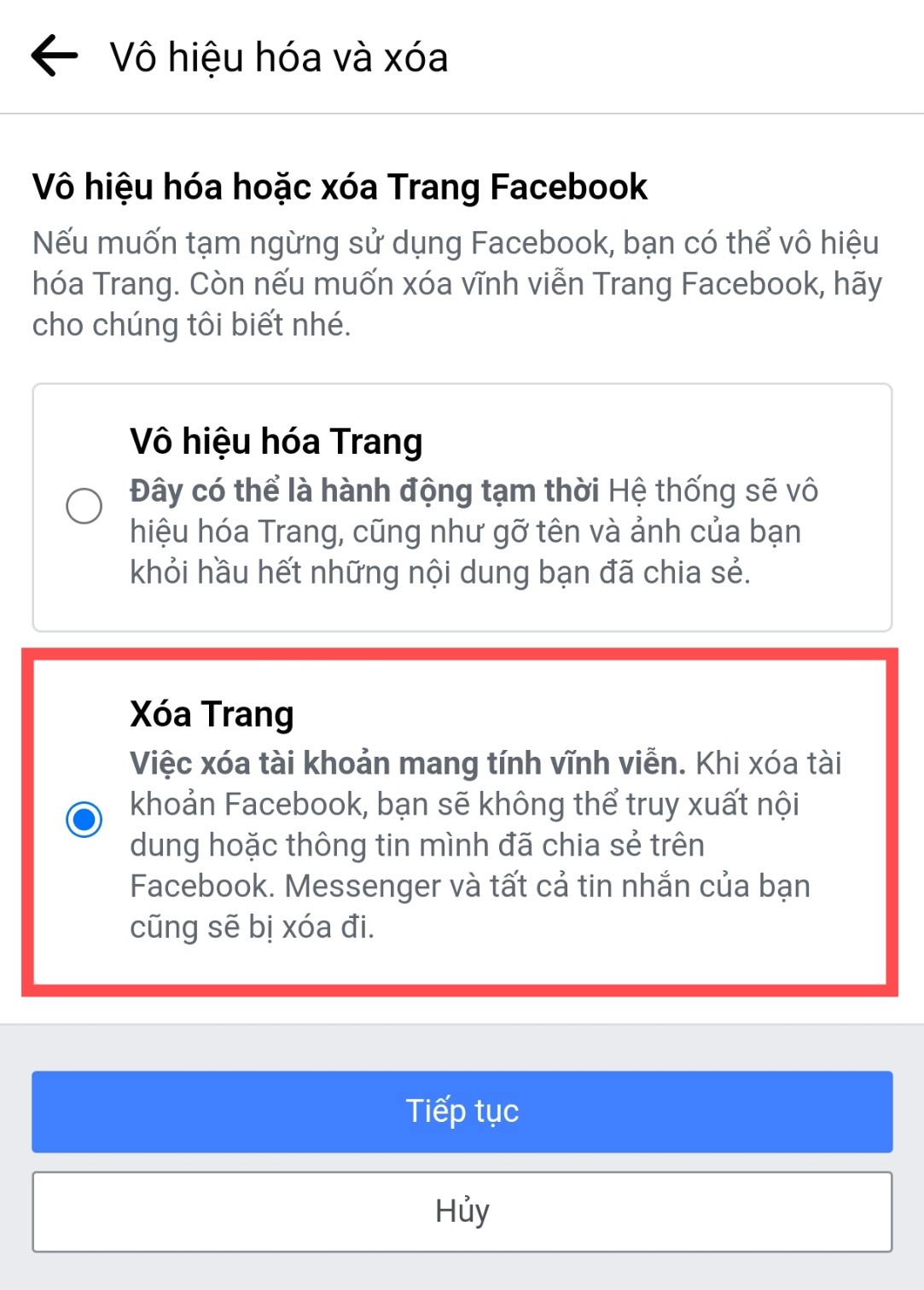 Hướng dẫn cách xóa fanpage trên điện thoại_4