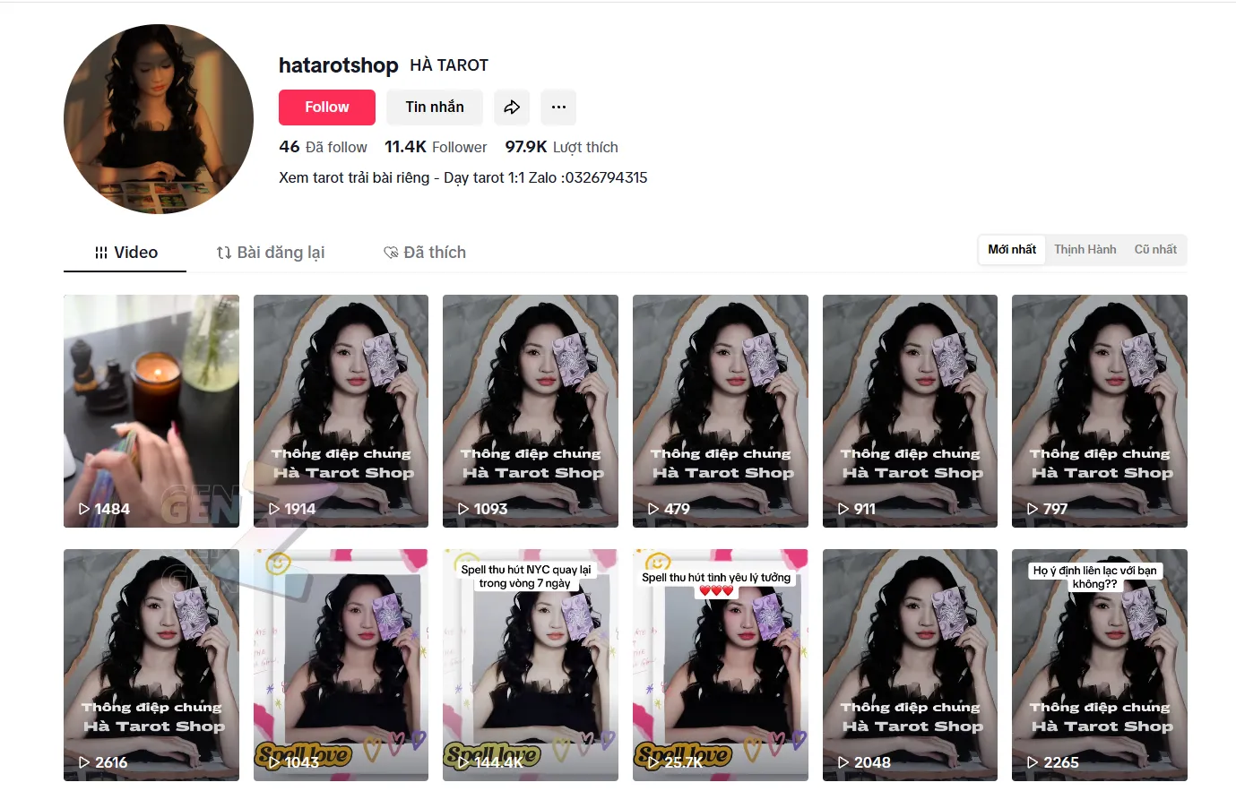 Kênh TikTok xem bói tarot tình yêu hữu duyên miễn phí (3)