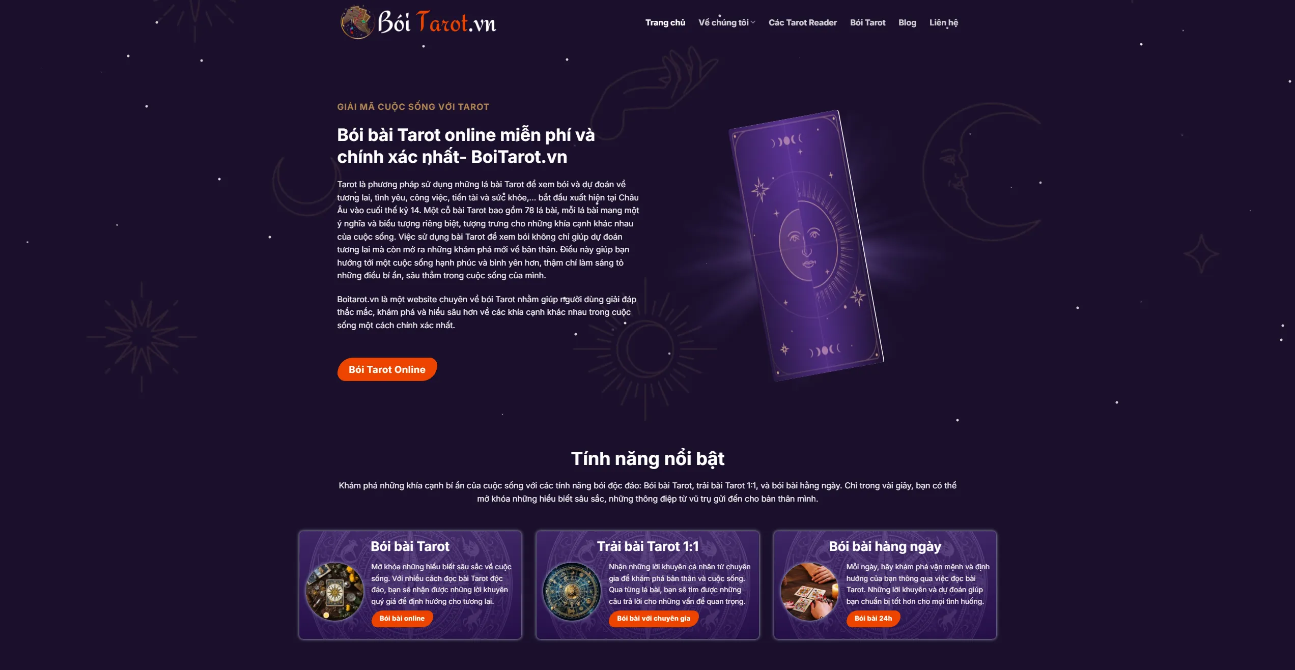 Website xem bói tarot tình yêu online miễn phí