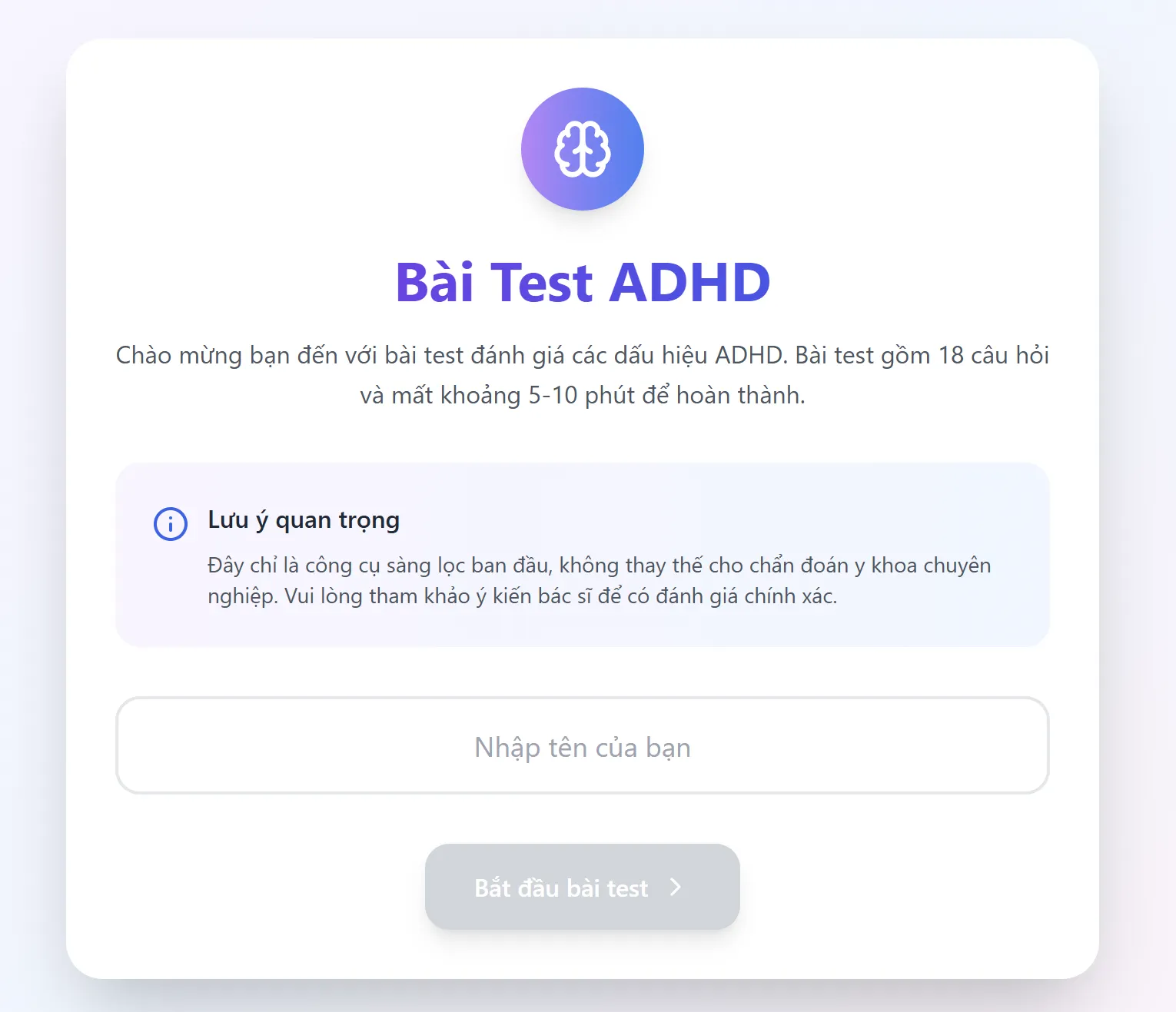 Bài test ADHD