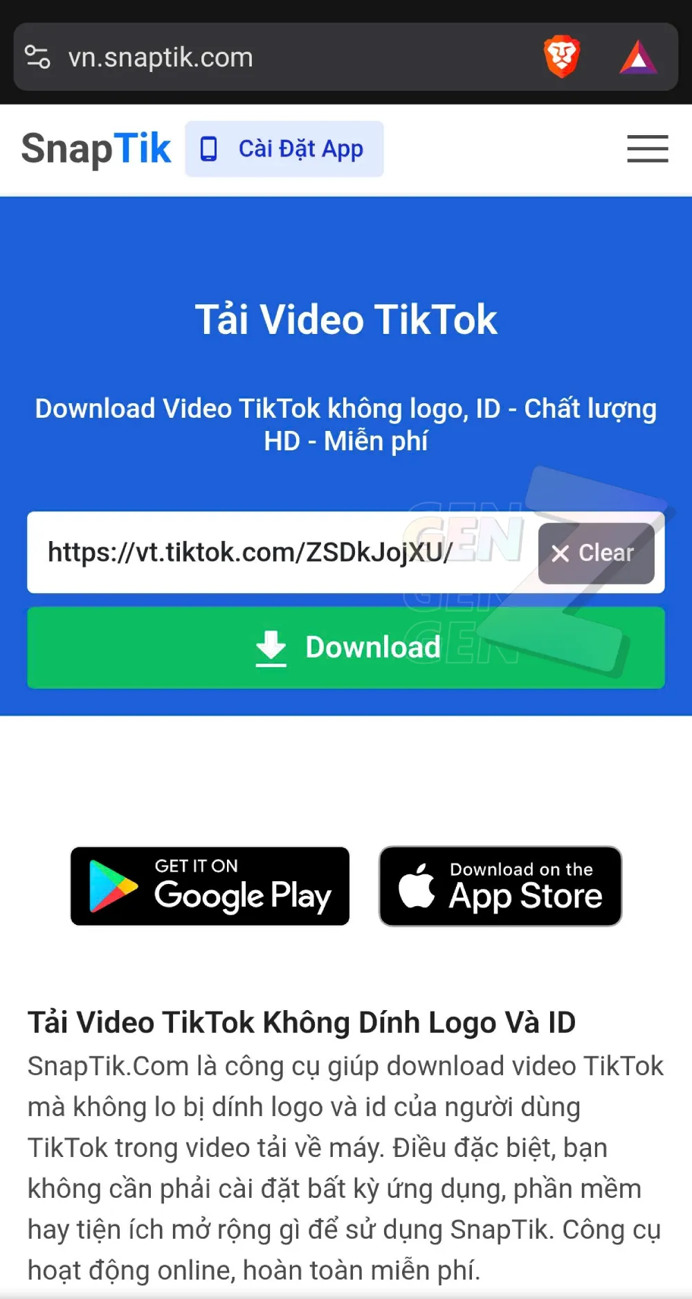 Cách dùng SnapTik tải video TikTok không logo, không quảng cáo (2)