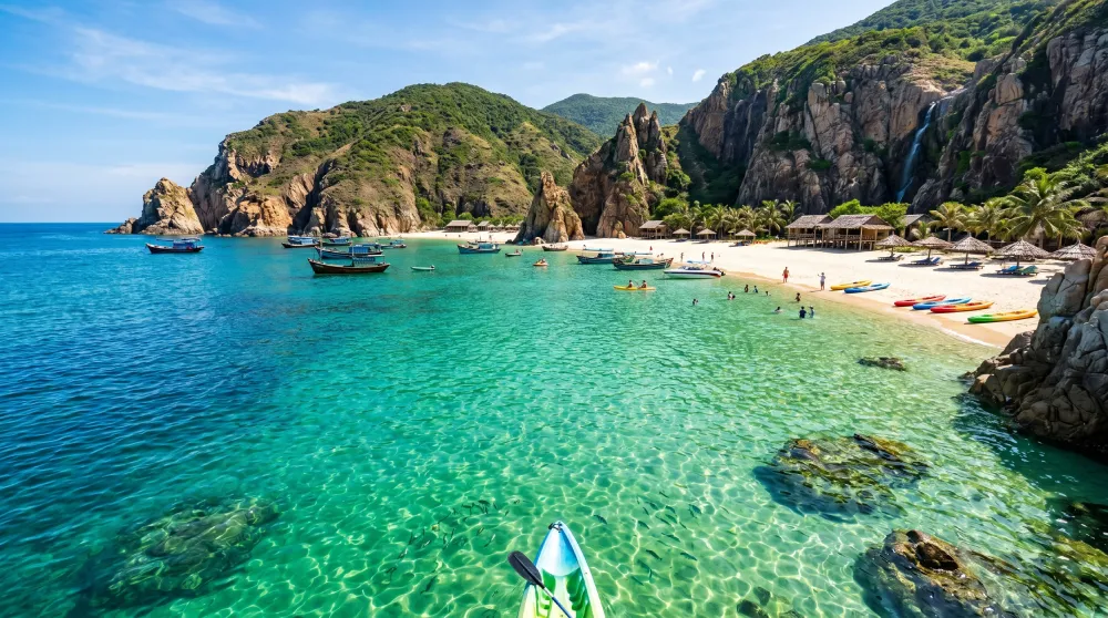 Kỳ Co, Quy Nhơn — Bãi biển chụp ảnh đẹp với tone Gradient xanh ngọc, wide-angle là auto wow